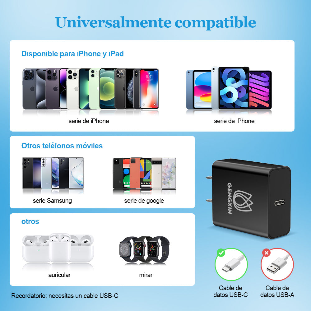 GENGXIN® Cargador de carga rápida de 20W-Tipo C-PD3.0 (Sólo para exhibición)