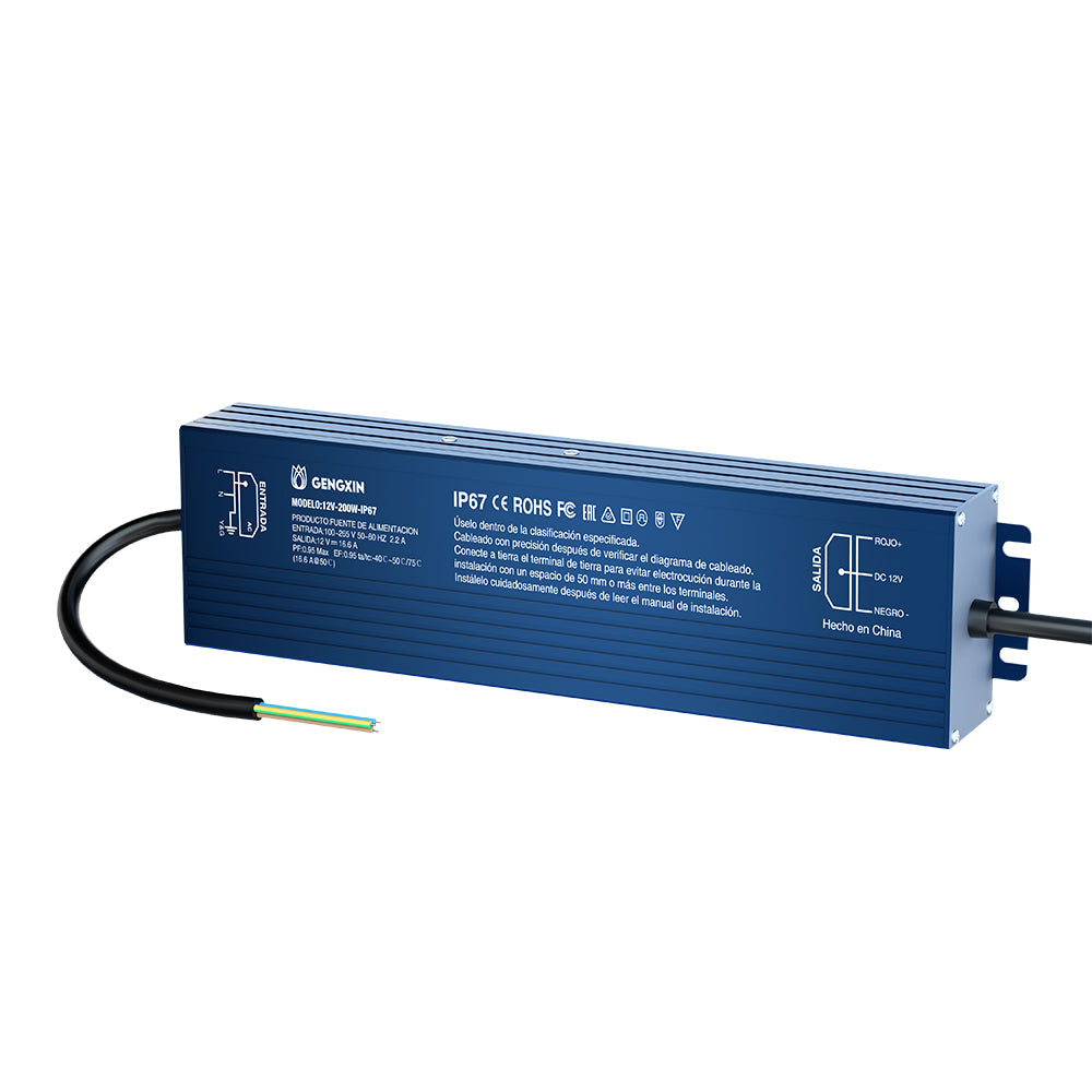 GENGXIN® Fuente Impermeable 12V 200W-IP67-100~265V-PF0.95 (Sólo para exhibición)