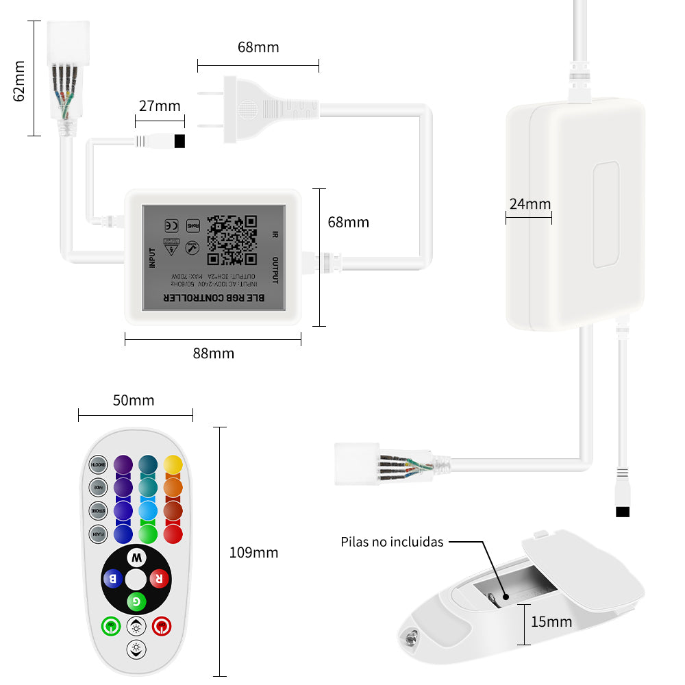 GENGXIN® Controlador APP Bluetooth Tira de LED Neon RGB 220V