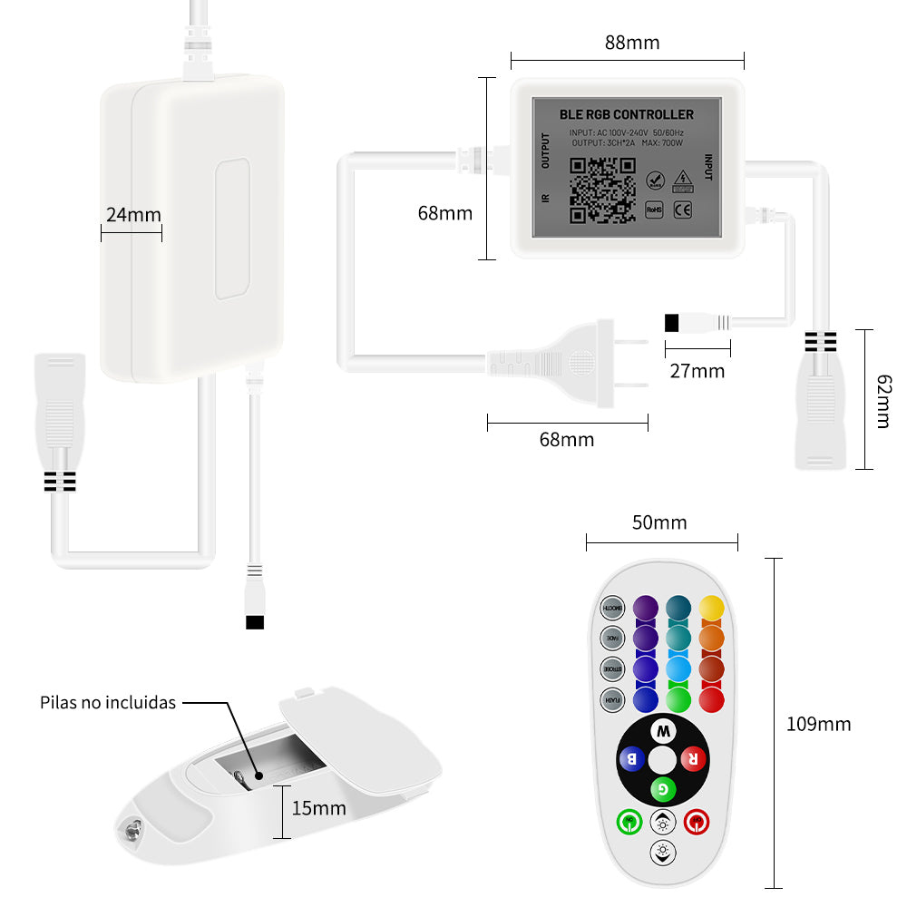 GENGXIN® Controlador APP Bluetooth Tira de LED Manguera RGB 220V