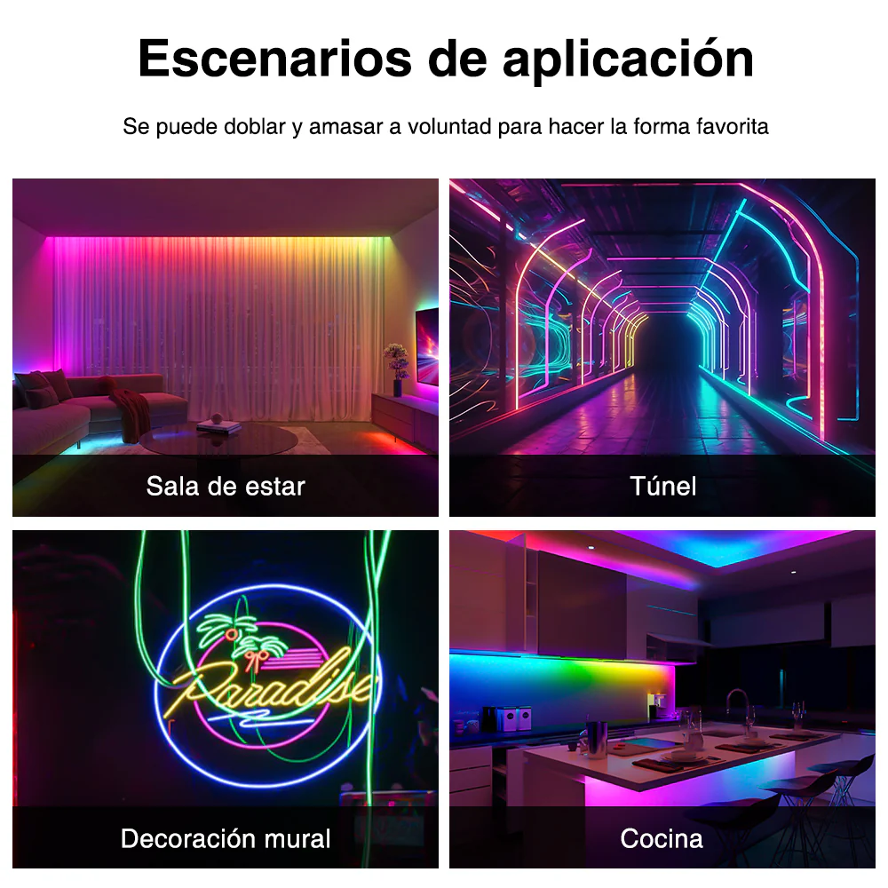 GENGXIN® Tira de LED Flex Neon Bilateral 24V 3535/96P 10 mts - Rayo (Sólo para exhibición)