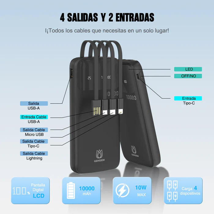 GENGXIN® Powerbank-10000mAh-GX-PB10B (Sólo para exhibición)