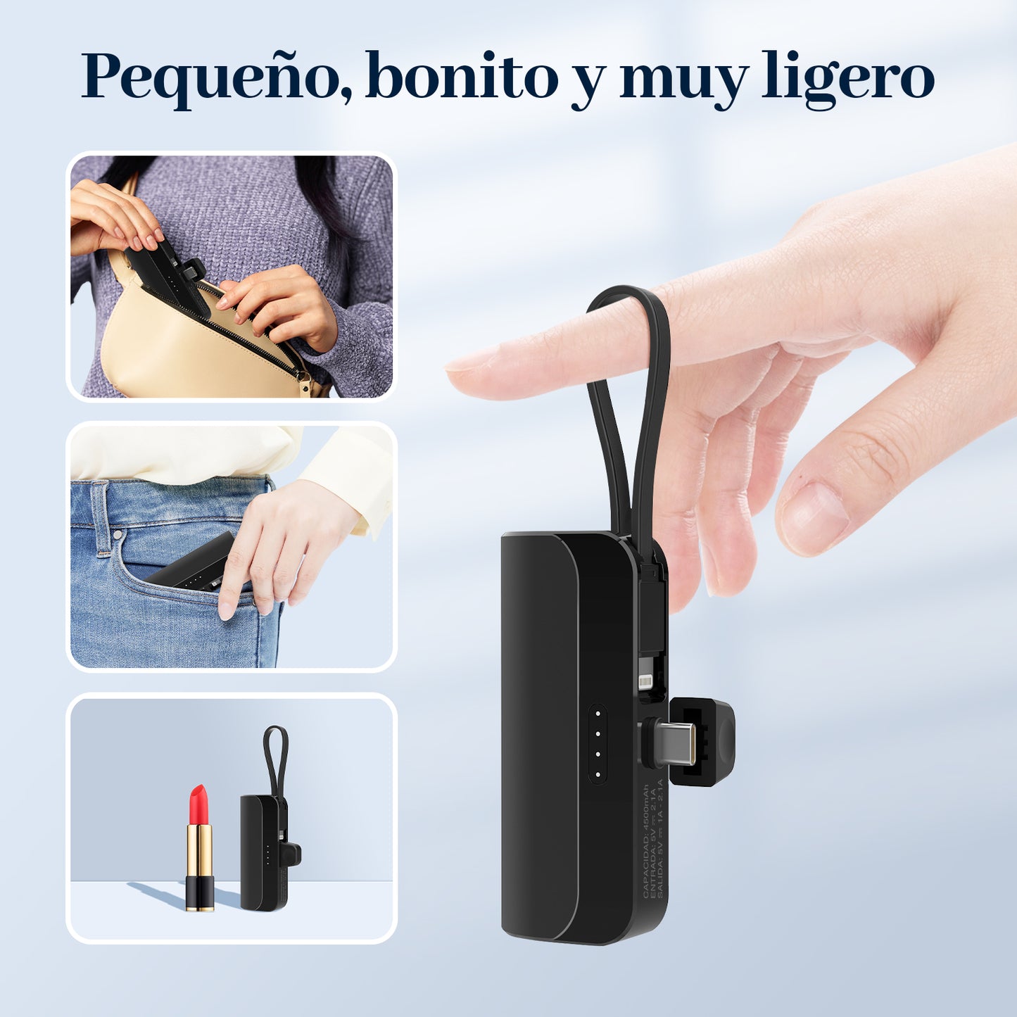 GENGXIN® PowerBank Capsula 4500 mAh-Negro (Sólo para exhibición)