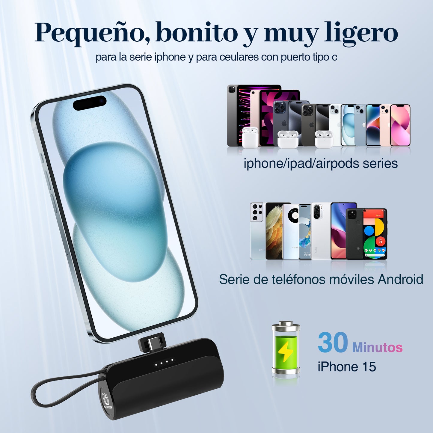 GENGXIN® PowerBank Capsula 4500 mAh-Negro (Sólo para exhibición)