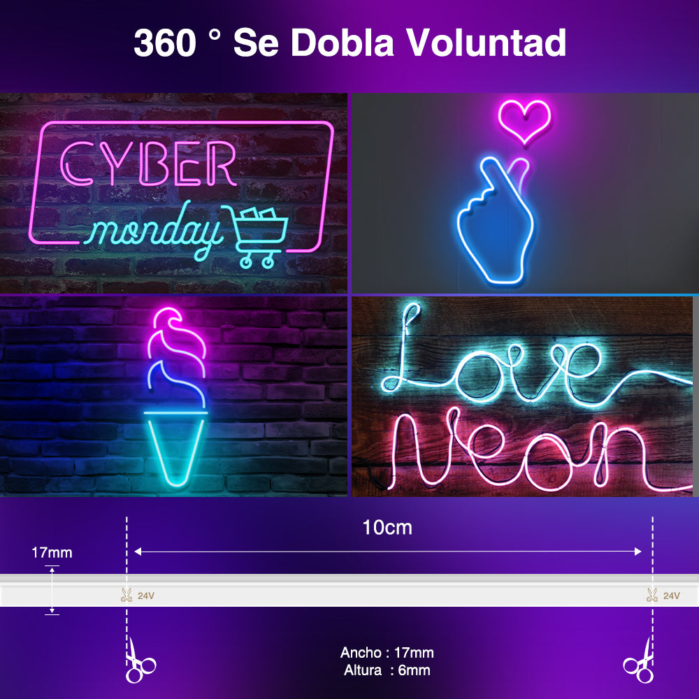 GENGXIN® Tira de LED Flex Neon Rayo 24V 5050/60P 5Mts (Sólo para exhibición)