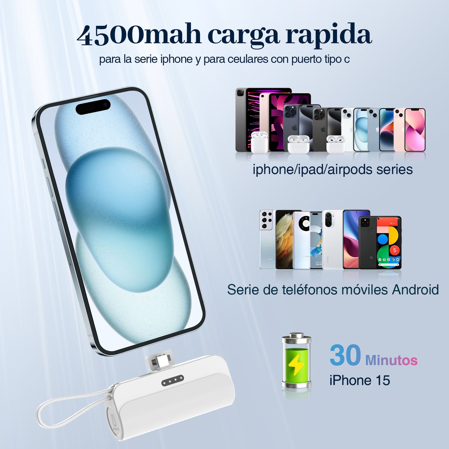 GENGXIN® PowerBank Capsula 4500 mAh-Blanco (Sólo para exhibición)