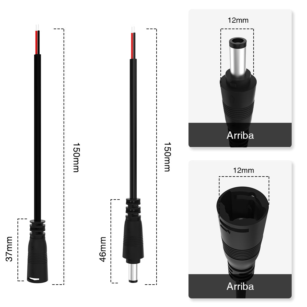 GENGXIN® Conector CC 5.5 MM-15 CM-10 piezas (Sólo para exhibición)
