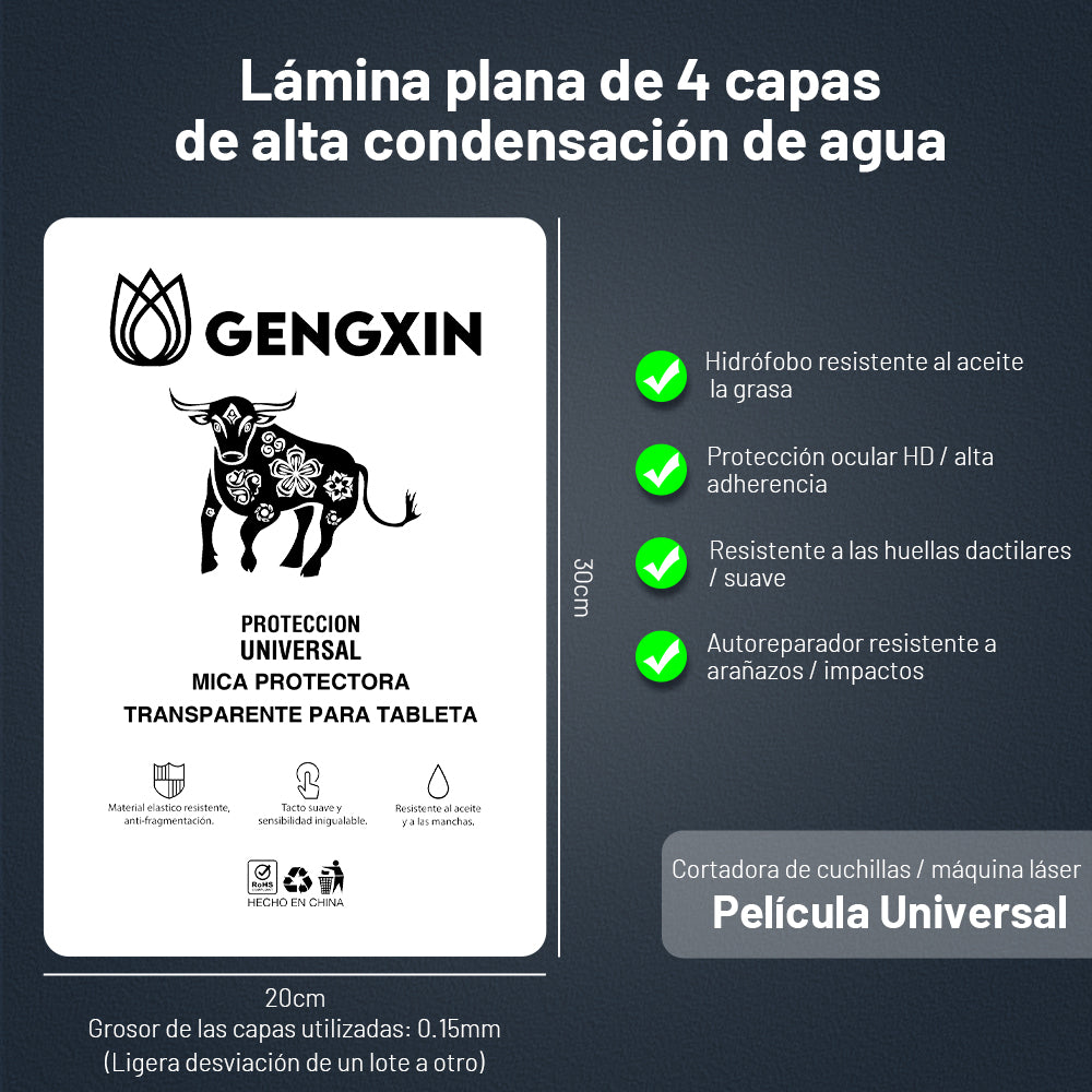 GENGXIN® Mica Hidrogel-10 piezas-TRANSPARENTE PARA TABLETA (Sólo para exhibición)