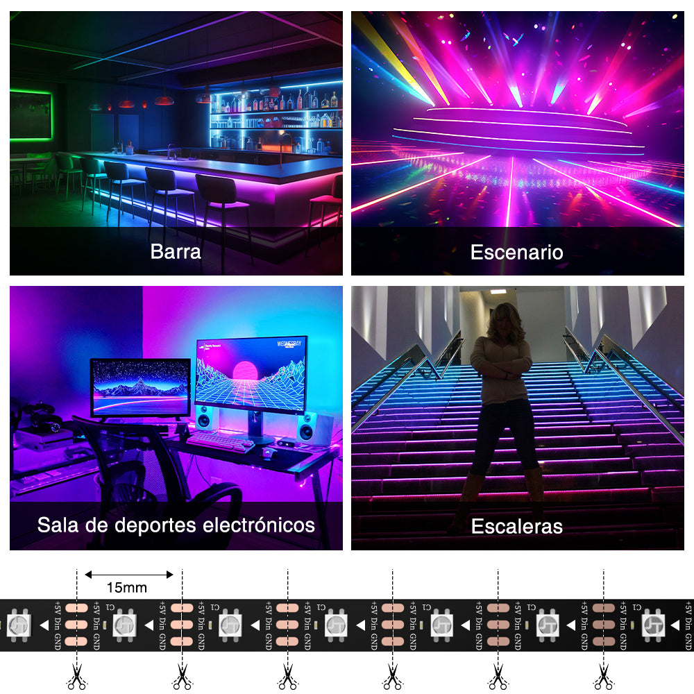 GENGXIN® Tira de LED Flex Rayo 5050/60P 5mts USB WS2812--Negro