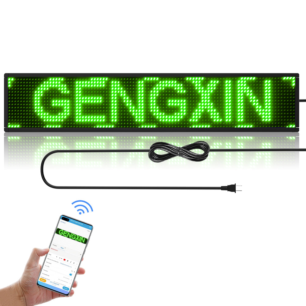 GENGXIN® LETRERO LED LUMINOSO PROGRAMABLE, WIFI - medidas -100 * 20 * 5.5 cm-VERDE (Sólo para exhibición)