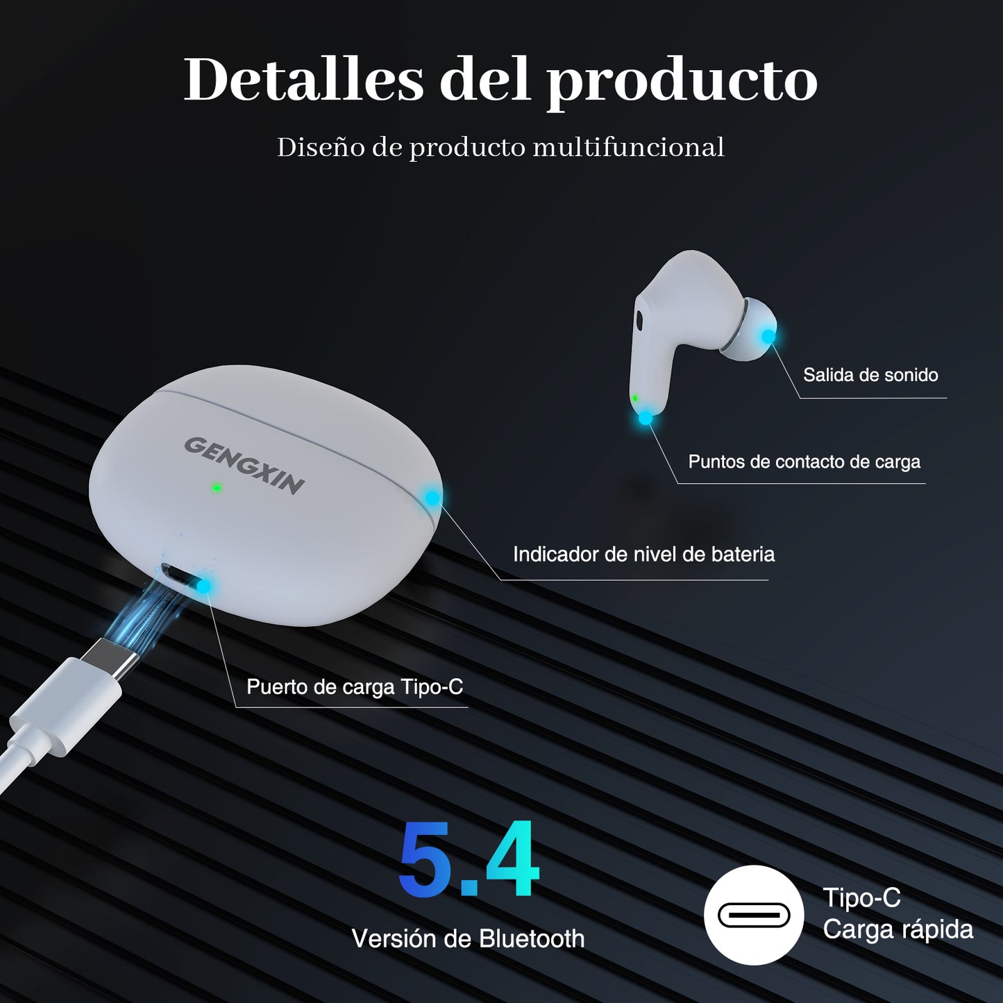 GENGXIN™ Audifonos Inalambricos GX-T05 (Sólo para exhibición)