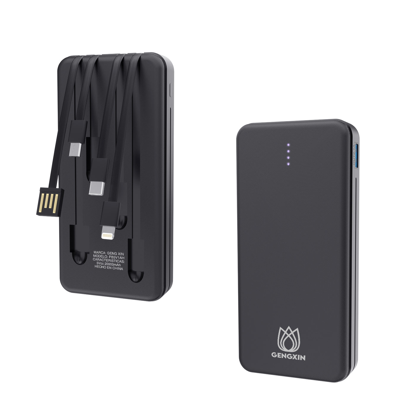 GENGXIN® Powerbank 20000mah Entrada Tipo C & V8 & Iphone & USB A