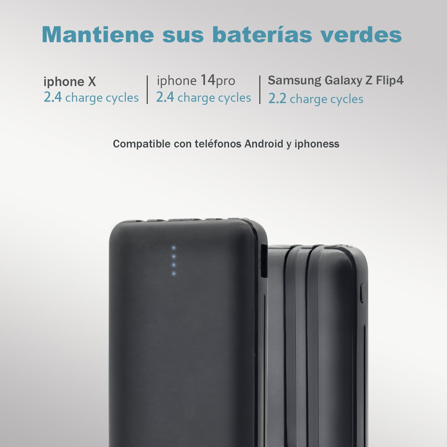 GENGXIN® Powerbank 10000mAh Entrada Tipo C & V8 & Iphone & USB A