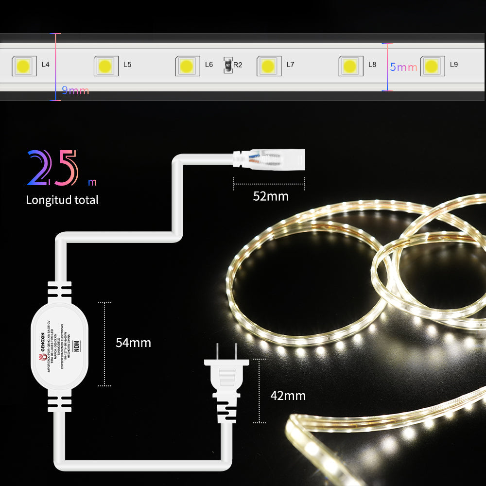 GENGXIN® Tira De Led Flex Manguera 220V 2835/60p - 25M