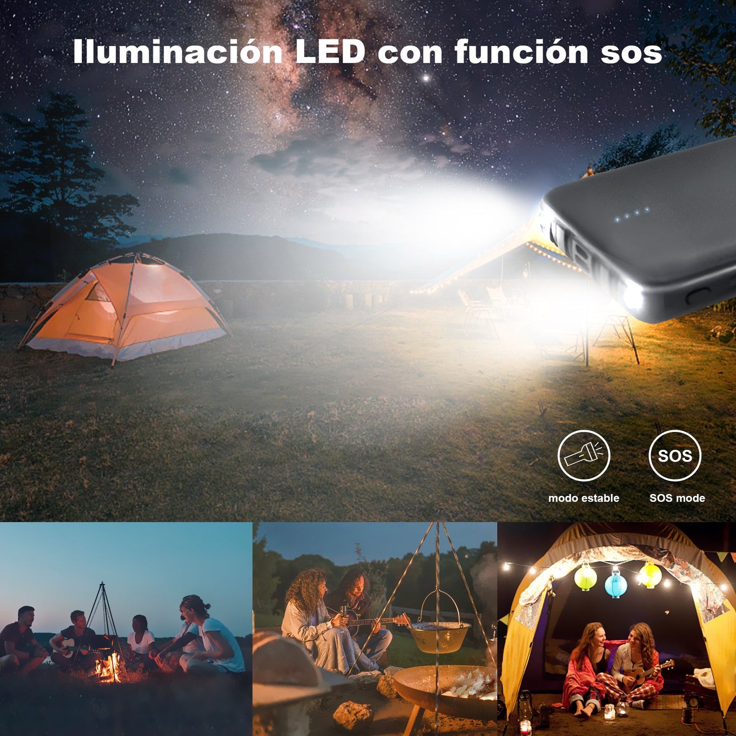GENGXIN® Powerbank 10000mAh Entrada Tipo C & V8 & Iphone & USB A
