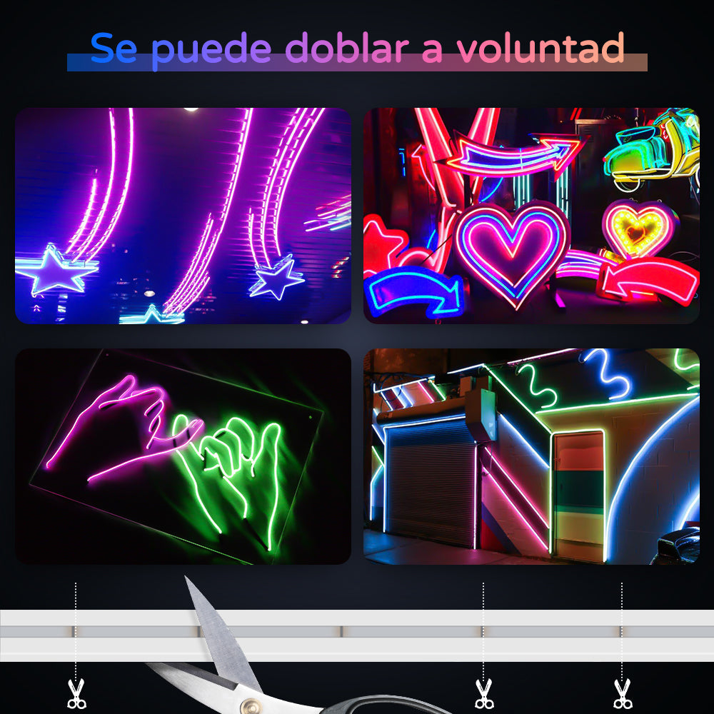 GENGXIN® Tira de LED Flex Neon RGB 12V 2835/96P 5 mts (Sólo para exhibición)