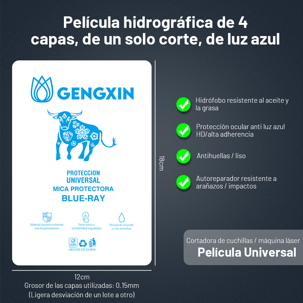GENGXIN® Mica Hidrogel-10 piezas-BLUE-RAY (Sólo para exhibición)