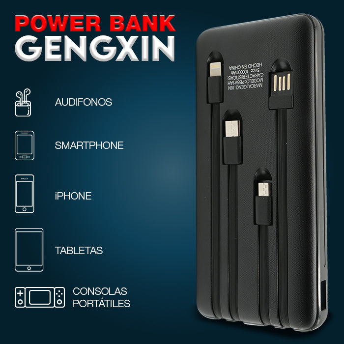 GENGXIN® Powerbank 10000mAh Entrada Tipo C & V8 & Iphone & USB A