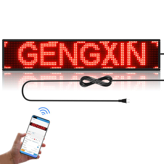 GENGXIN® LETRERO LED  LUMINOSO PROGRAMABLE, WIFI -  medidas -100 * 20 * 5.5 cm-ROJO