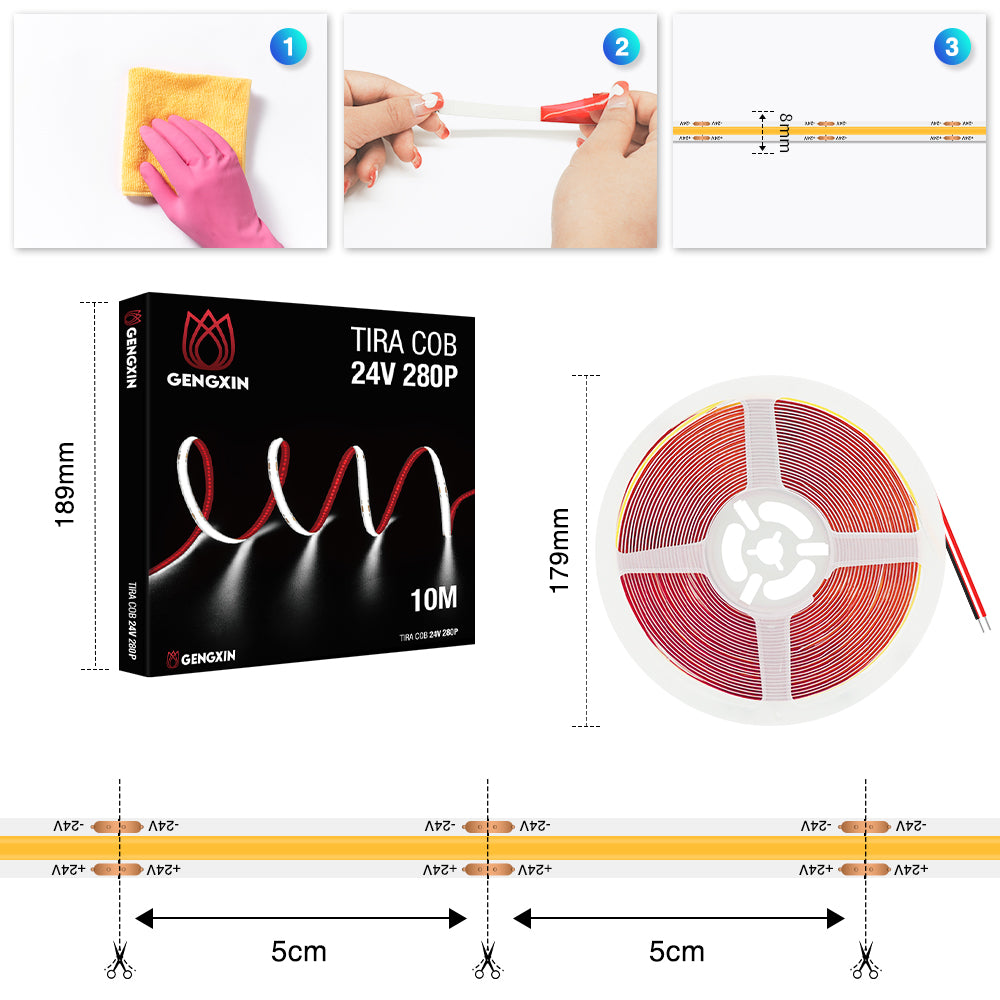 GENGXIN™ Tira de LED Flex 24V COB/280P - 10mts (Sólo para exhibición)