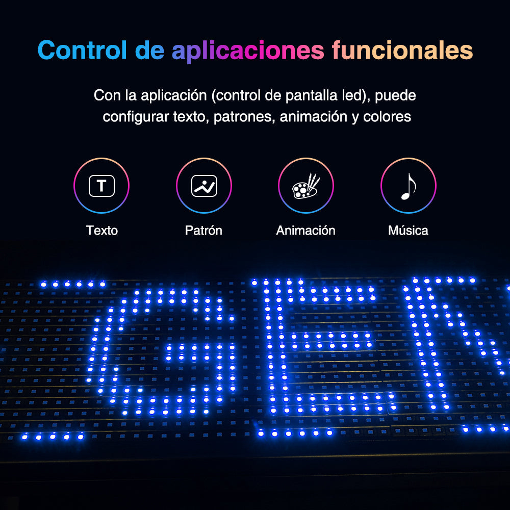 GENGXIN® LETRERO LED  LUMINOSO PROGRAMABLE, WIFI -  medidas -100 * 20 * 5.5 cm-AZUL