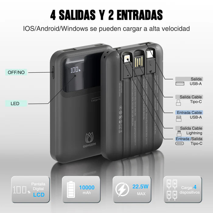 GENGXIN® Powerbank-10000mAh-GX-PD10C (Sólo para exhibición)