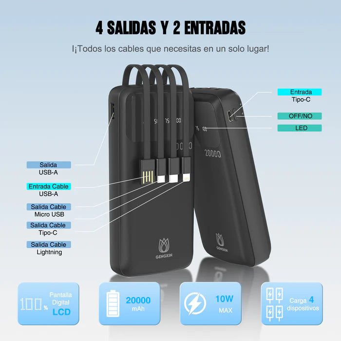 GENGXIN® Powerbank-20000mAh-GX-PB20B (Sólo para exhibición)