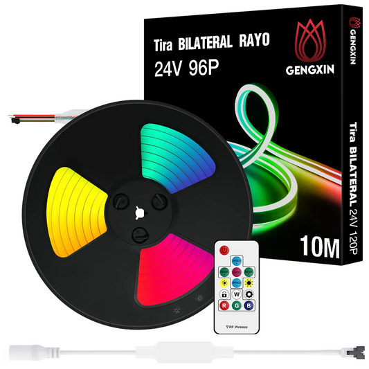 GENGXIN® Tira de LED Flex Neon Bilateral 24V 3535/96P 10 mts - Rayo (Sólo para exhibición)