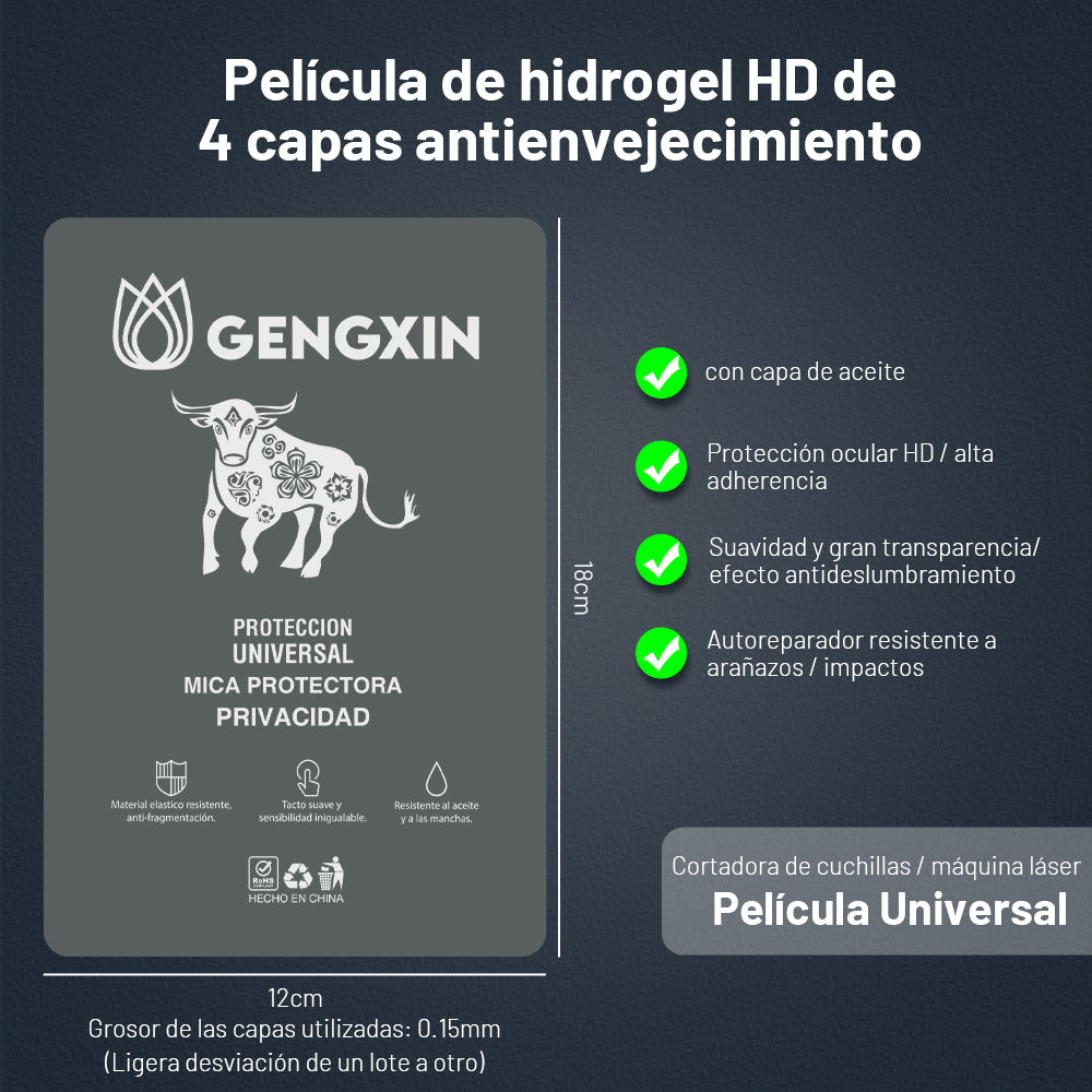 GENGXIN® Mica Hidrogel-10 piezas-PRIVACIDAD (Sólo para exhibición)