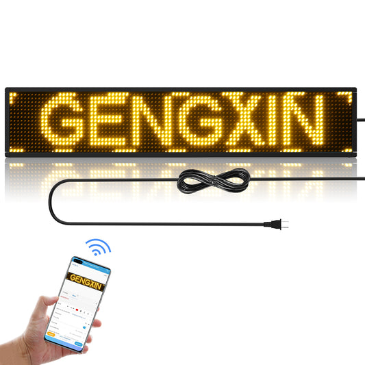 GENGXIN® LETRERO LED  LUMINOSO PROGRAMABLE, WIFI -  medidas -100 * 20 * 5.5 cm -AMARILLO