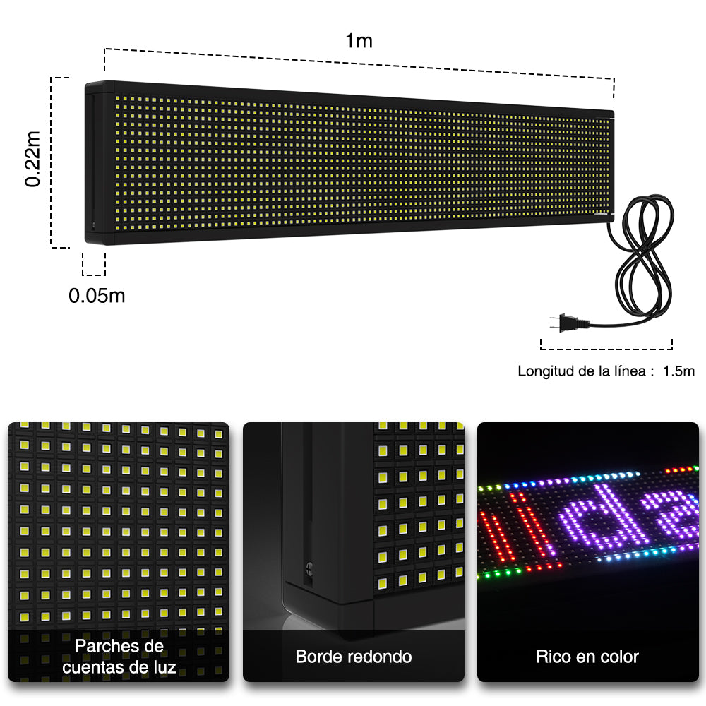 GENGXIN® LETRERO LED  LUMINOSO PROGRAMABLE, WIFI -  medidas -100 * 20 * 5.5 cm-AZUL