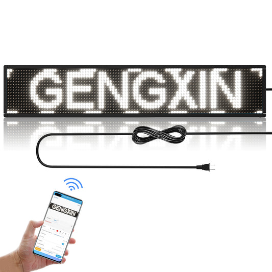GENGXIN® LETRERO LED  LUMINOSO PROGRAMABLE, WIFI -  medidas -100 * 20 * 5.5 cm-BLANCO