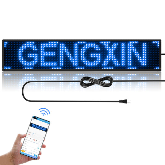 GENGXIN® LETRERO LED  LUMINOSO PROGRAMABLE, WIFI -  medidas -100 * 20 * 5.5 cm-AZUL