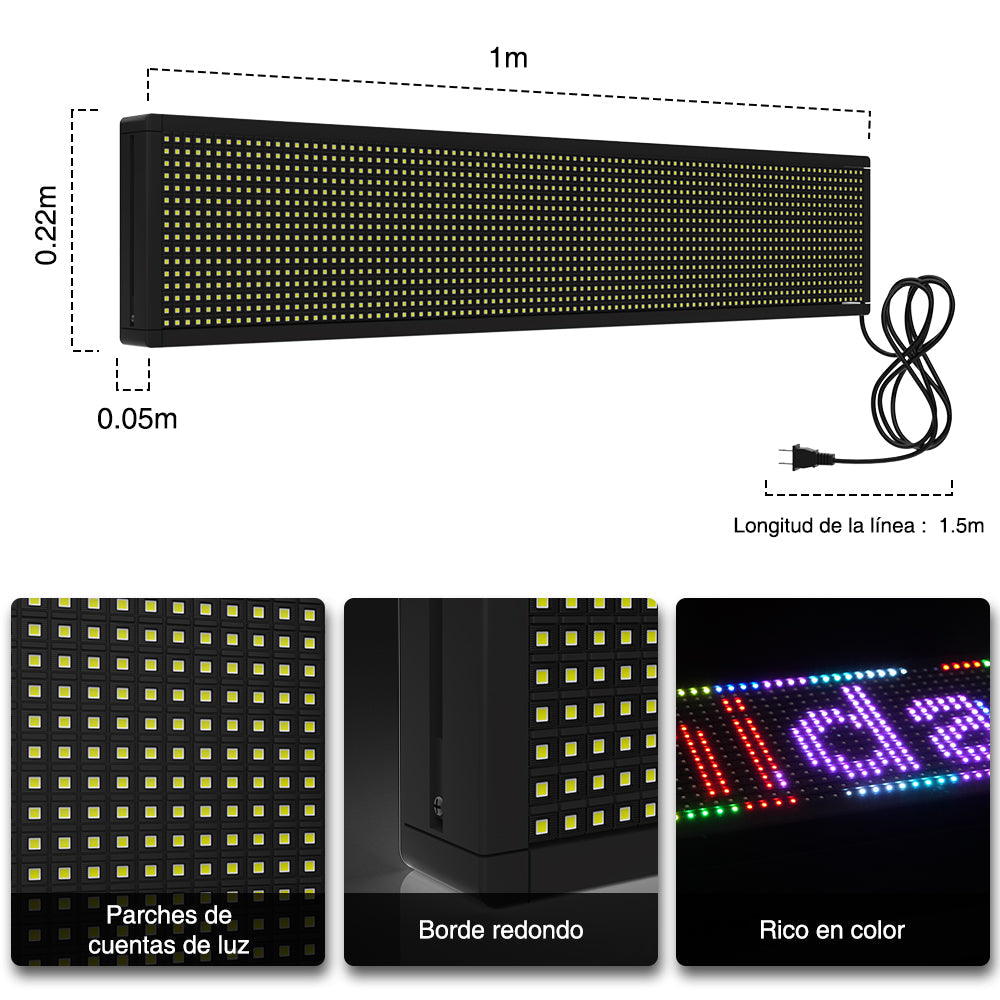 GENGXIN® LETRERO LED  LUMINOSO PROGRAMABLE, WIFI -  medidas -100 * 20 * 5.5 cm -AMARILLO